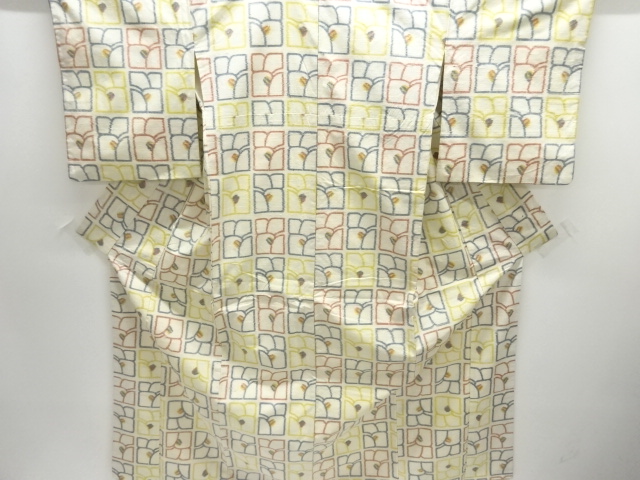 JAPANESE KIMONO / TSUMUGI / WOVEN ABSTRACT PATTERN 
